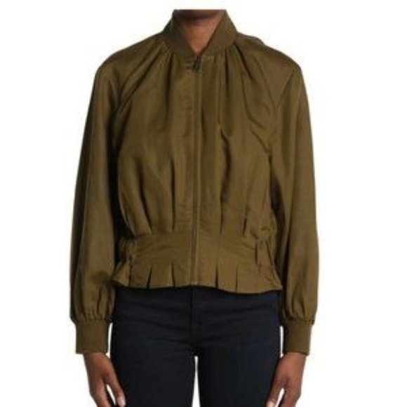 Frame Denim Jackets & Coats Rare Frame Smocked Linen Blend Cropped